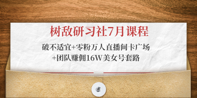 树敌研习社7月课程：破不适宜+零粉万人直播间卡广场+团队赚佣16W美女号套路-连烟牍库
