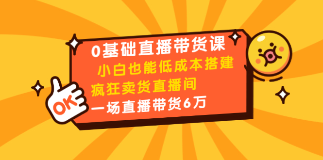0基础直播带货课：小白也能低成本搭建疯狂卖货直播间：1场直播带货6万-连烟牍库