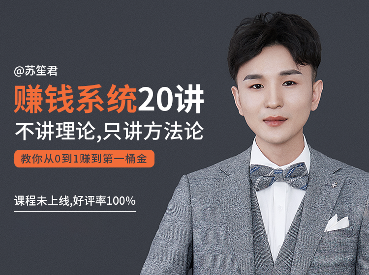 苏笙君的赚钱系统20课 教你从0到1赚到你的第一桶金（不讲理论，只讲方法论）-连烟牍库