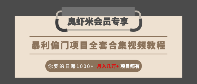 暴利偏门项目全套合集视频教程：你要的日赚1000+月入几万+项目都有-连烟牍库