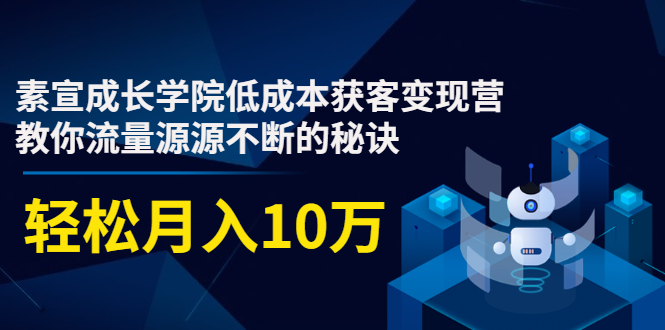 素宣成长学院低成本获客变现营，教你流量源源不断的秘诀，轻松月入10万-连烟牍库