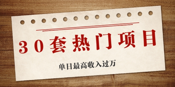 30套热门项目：单日最高收入过万 (网赚项目、朋友圈、涨粉套路、抖音、快手)等-连烟牍库