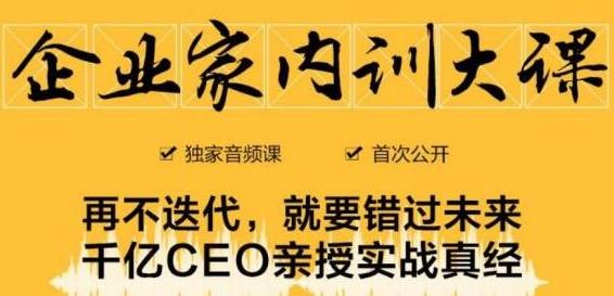 企业家内训大课，未来企业必学经验，价值1299元-连烟牍库