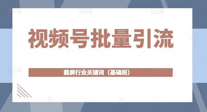 视频号批量引流，霸屏行业关键词（基础班）全面系统讲解视频号玩法-连烟牍库