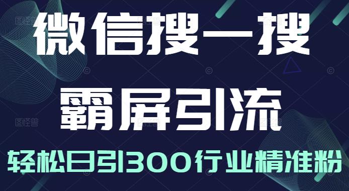 微信搜一搜霸屏引流课，打造被动精准引流系统，轻松日引300行业精准粉-连烟牍库