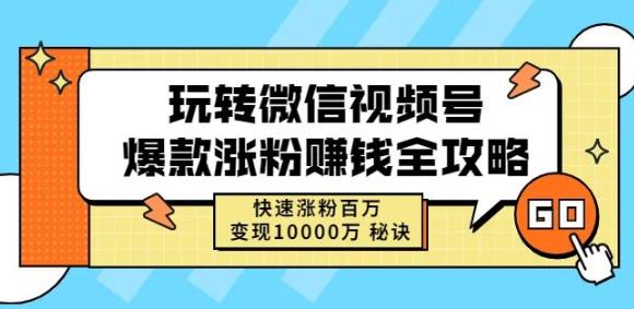 玩转微信视频号爆款涨粉赚钱全攻略，快速涨粉百万变现万元秘诀-连烟牍库