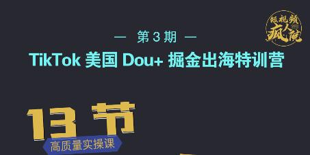 TikTok美国Dou+掘金出海特训营，美国dou+成功投放95%-连烟牍库