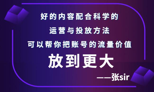 张sir账号流量增长课，告别海王流量，让你的流量更精准-连烟牍库