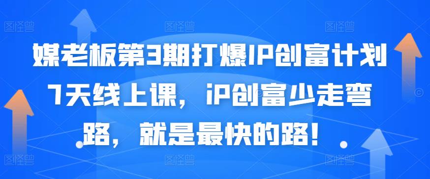 媒老板第3期打爆IP创富计划7天线上课，iP创富少走弯路，就是最快的路！-连烟牍库