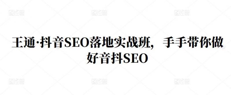 王通·抖音SEO落地实战班，手‬手带你做好音抖‬‬SEO-连烟牍库
