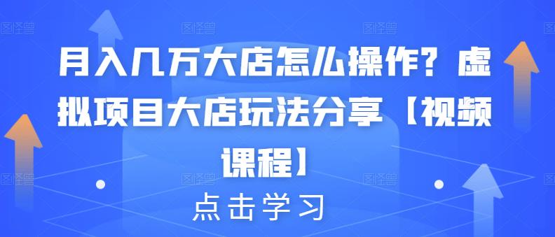 月入几万大店怎么操作？虚拟项目大店玩法分享【视频课程】-连烟牍库