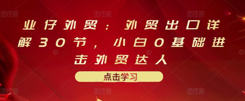 业仔外贸：外贸出口详解30节，小白0基础进击外贸达人 价值666元-连烟牍库