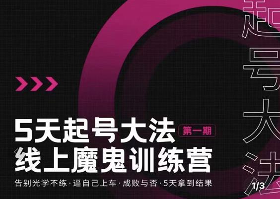 大播·五天起号魔鬼训练营，告别光学不练，逼自己上车，成败与否，5天拿到结果-连烟牍库