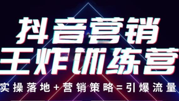 抖音营销王炸训练营，实操落地+营销策略=引爆流量（价值8960元）-连烟牍库