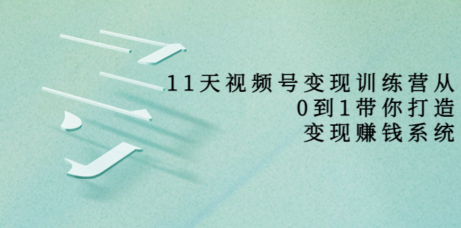 11天视频号变现训练营，从0到1打造变现赚钱系统（价值398元）-连烟牍库