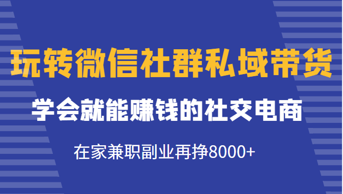 玩转微信社群私域带货，学会就能赚钱的社交电商，在家兼职副业再挣8000+-连烟牍库
