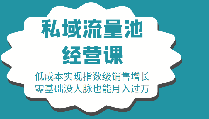 16堂私域流量池经营课：低成本实现指数级销售增长，零基础没人脉也能月入过万-连烟牍库