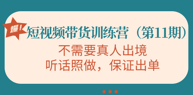 视频带货训练营，不需要真人出境，听话照做，保证出单（第11期）-连烟牍库