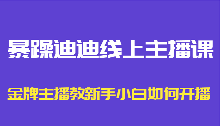 暴躁迪迪线上主播课，金牌主播教新手小白如何开播-连烟牍库