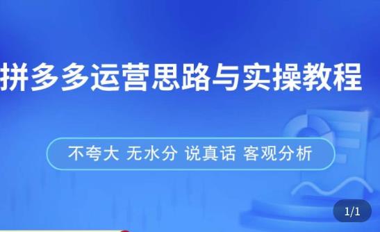 拼多多店铺运营思路与实操教程，快速学会拼多多开店和运营，少踩坑，多盈利-连烟牍库