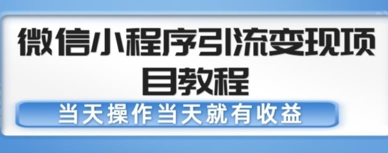 微信小程序引流变现项目教程，当天操作当天就有收益，变现不再是难事-连烟牍库