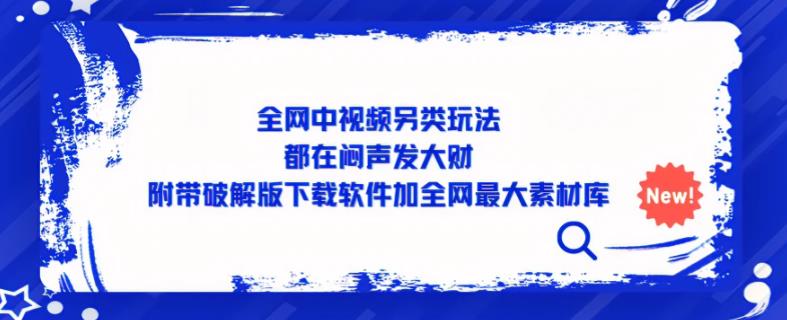 全网中视频另类玩法，都在闷声发大财，附带破解版下载软件加全网最大素材库-连烟牍库