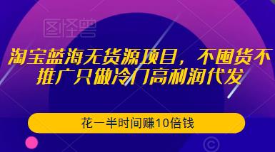 淘宝蓝海无货源项目，不囤货不推广只做冷门高利润代发，花一半时间赚10倍钱-连烟牍库
