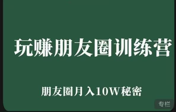 玩赚朋友圈系统课，朋友圈月入10W的秘密，​7天系统图文课程-连烟牍库