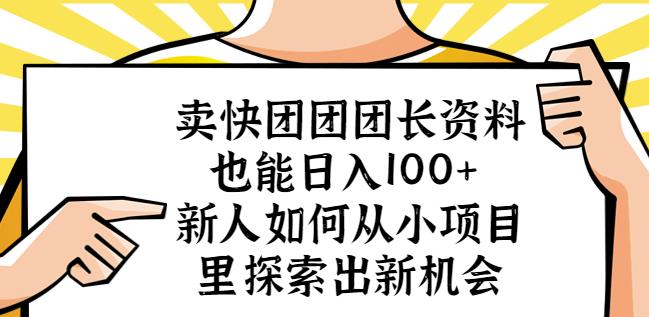 卖快团团团长资料也能日入100+新人如何从小项目里探索出新机会-连烟牍库