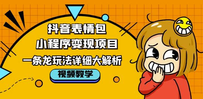 抖音表情包小程序变现项目，一条龙玩法详细大解析，视频版学习！-连烟牍库