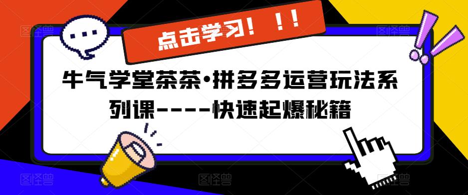 牛气学堂茶茶•拼多多运营玩法系列课—-快速起爆秘籍【更新】-连烟牍库