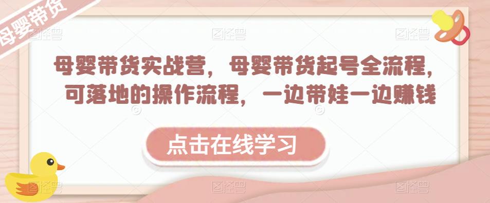母婴带货实战营，母婴带货起号全流程，可落地的操作流程，一边带娃一边赚钱（附素材）-连烟牍库