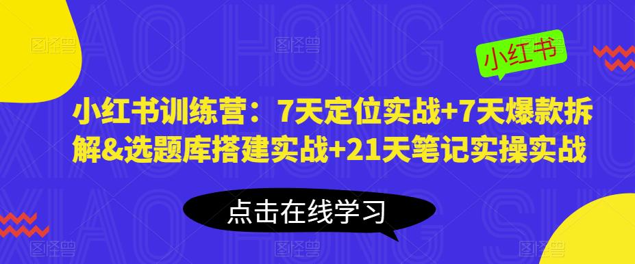 小红书训练营：7天定位实战+7天爆款拆解&选题库搭建实战+21天笔记实操实战-连烟牍库