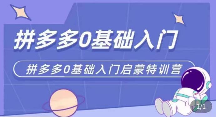 拼多多运营0-1实操特训营，拼多多0基础入门，从基础到进阶的可实操玩法-连烟牍库