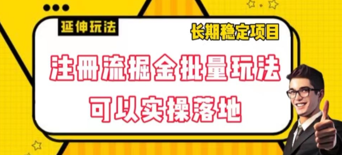 注册流掘金批量玩法，可以实操落地【揭秘】-连烟牍库