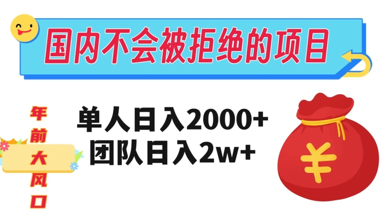 在国内不怕被拒绝的项目，单人日入2000，团队日入20000+【揭秘】-连烟牍库