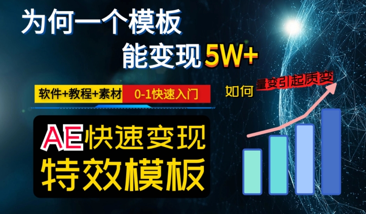 AE视频特效模板变现月入3-5W，0-1快速入门，软件+教程+素材-连烟牍库