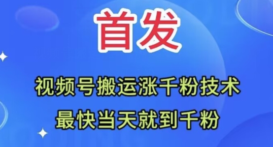 全网首发：视频号无脑搬运涨千粉技术，最快当天到千粉【揭秘】-连烟牍库