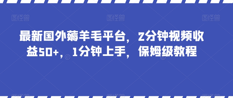最新国外薅羊毛平台，2分钟视频收益50+，1分钟上手，保姆级教程【揭秘】-连烟牍库