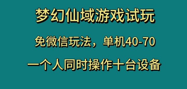 梦幻仙域游戏试玩，免微信玩法，单机40-70，一个人同时操作十台设备【揭秘】-连烟牍库