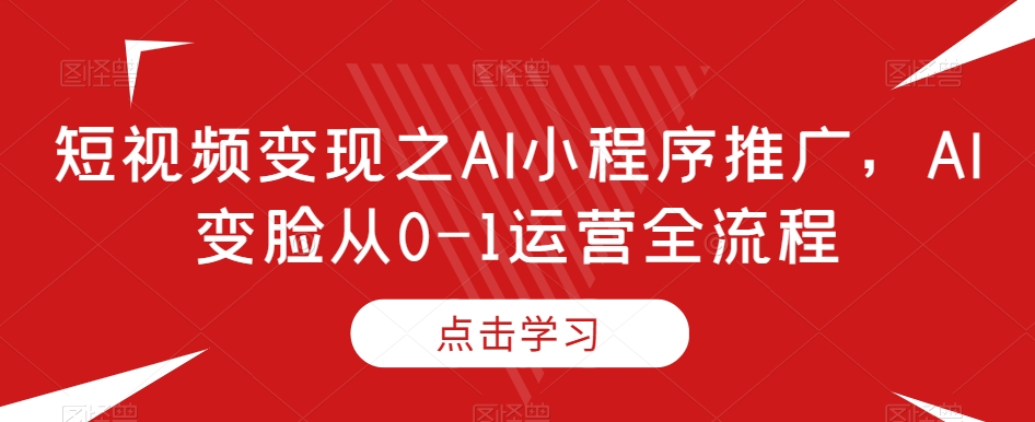 短视频变现之AI小程序推广，AI变脸从0-1运营全流程-连烟牍库