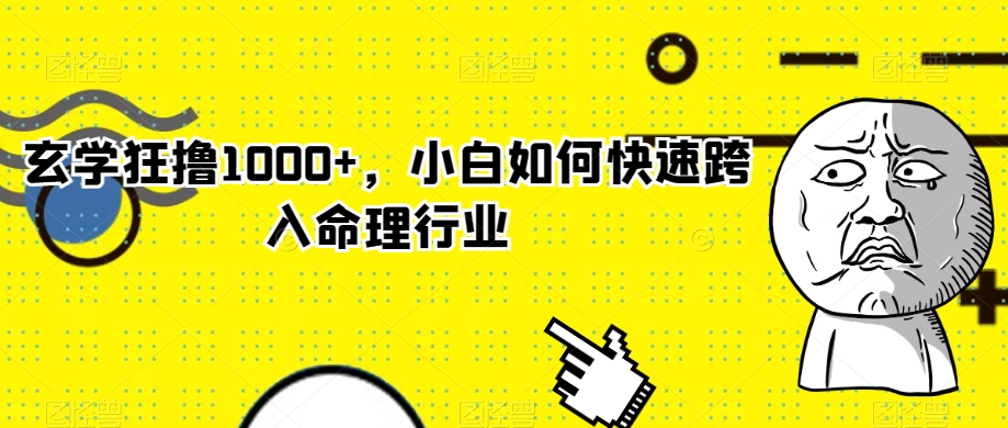 玄学狂撸1000+，小白如何快速跨入命理行业【揭秘】-连烟牍库