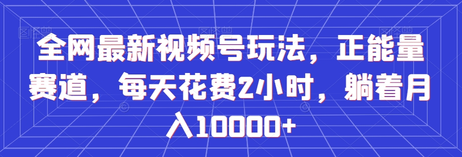 全网最新视频号玩法，正能量赛道，每天花费2小时，躺着月入10000+【揭秘】-连烟牍库