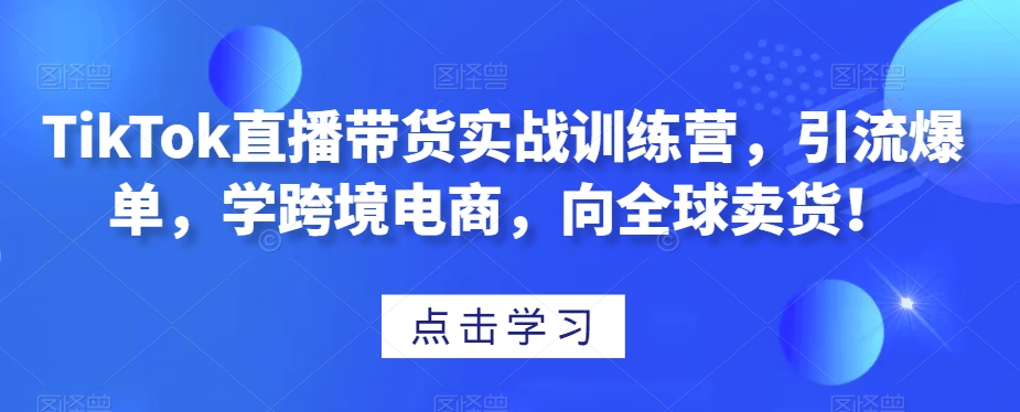 TikTok直播带货实战训练营，引流爆单，学跨境电商，向全球卖货！-连烟牍库
