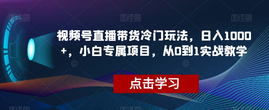 视频号直播带货冷门玩法，日入1000+，小白专属项目，从0到1实战教学【揭秘】-连烟牍库