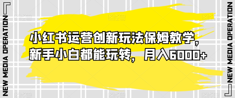 小红书运营创新玩法保姆教学，新手小白都能玩转，月入6000+【揭秘】-连烟牍库