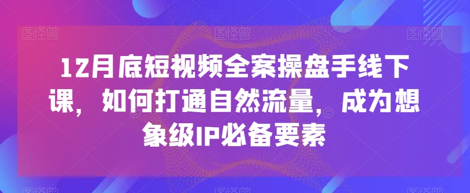 12月底短视频全案操盘手线下课，如何打通自然流量，成为想象级IP必备要素-连烟牍库