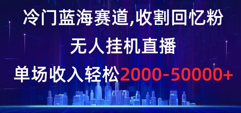冷门蓝海赛道，收割回忆粉，无人挂机直播，单场收入轻松2000-5w+【揭秘】-连烟牍库