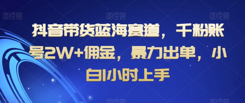 抖音带货蓝海赛道，千粉账号2W+佣金，暴力出单，小白1小时上手【揭秘】-连烟牍库