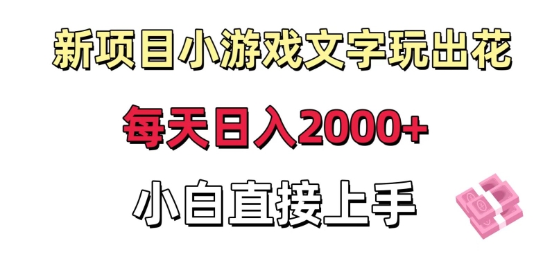 新项目小游戏文字玩出花日入2000+，每天只需一小时，小白直接上手【揭秘】-连烟牍库